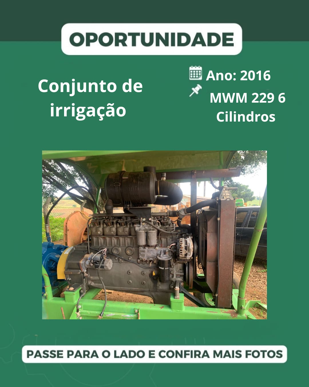 Conjunto Motor De Irrigação MWM 229 6 Cilindros